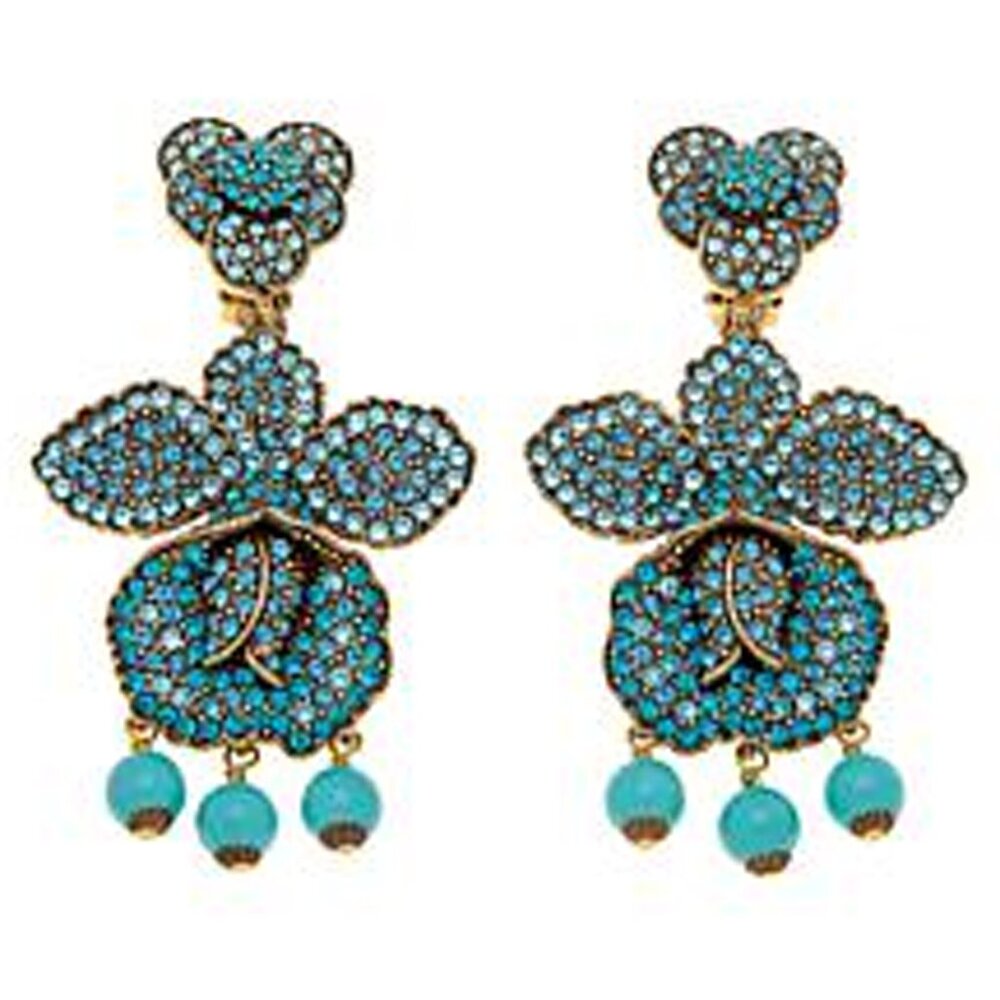 Heidi Daus BRAZILIAN BEAUTIES Crystal Orchid Flower Clip On Earrings